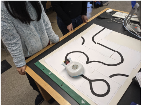 junior high students using finch robots